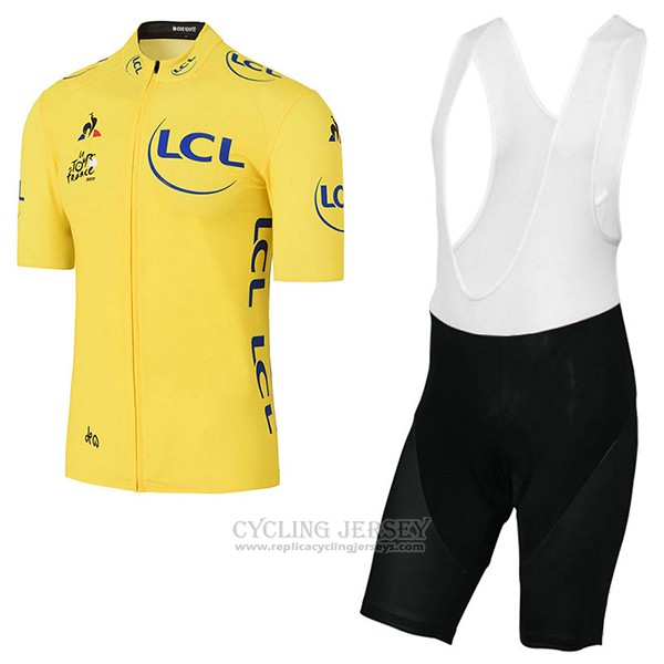 2017 Cycling Jersey Tour de France Yellow Short Sleeve and Bib Short